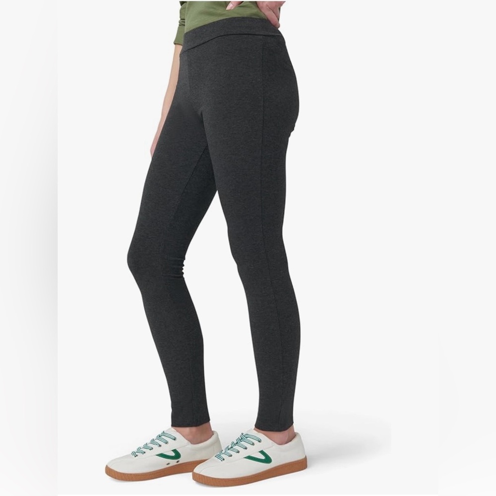 NWT HUE Women’s Graphite Heather Gray Blackout Cotton Leggings, Size Large